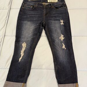 Distressed Dark Blue Women's Jeans